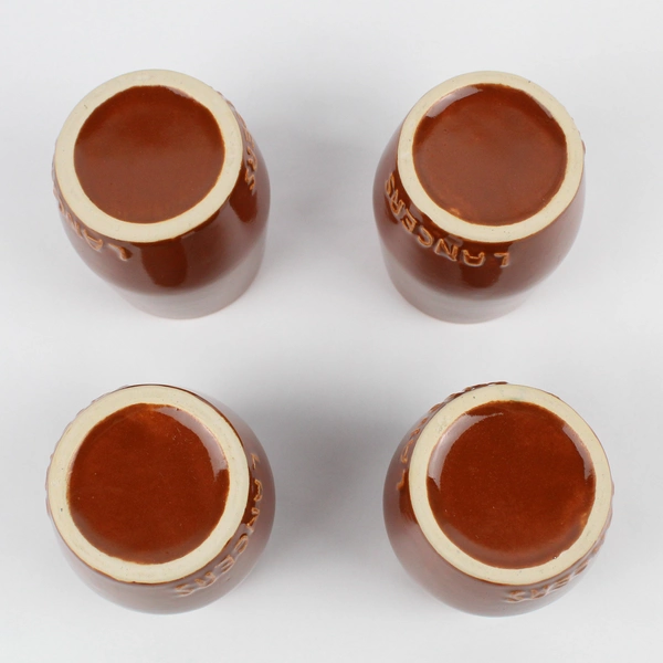Lot Of 4 Vintage Matching Lancers Solid Brown Ceramic Wine Mugs 3.75" Tall