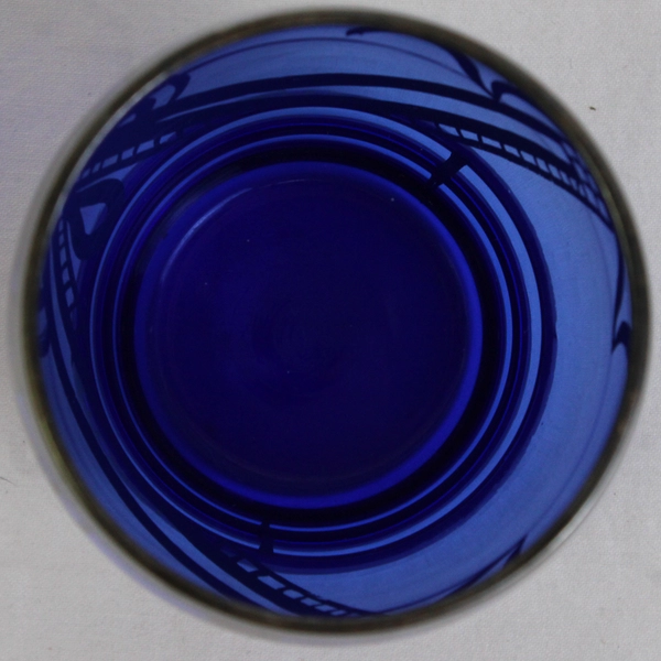Cobalt Blue Glass Tumbler Silver Overlay