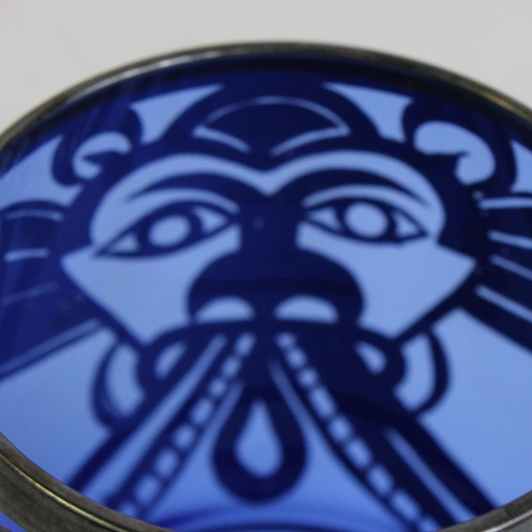 Cobalt Blue Glass Tumbler Silver Overlay