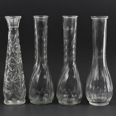 Lot Of 4 Assorted Unbranded Clear Glass Vases Bud Vase 9" Tall