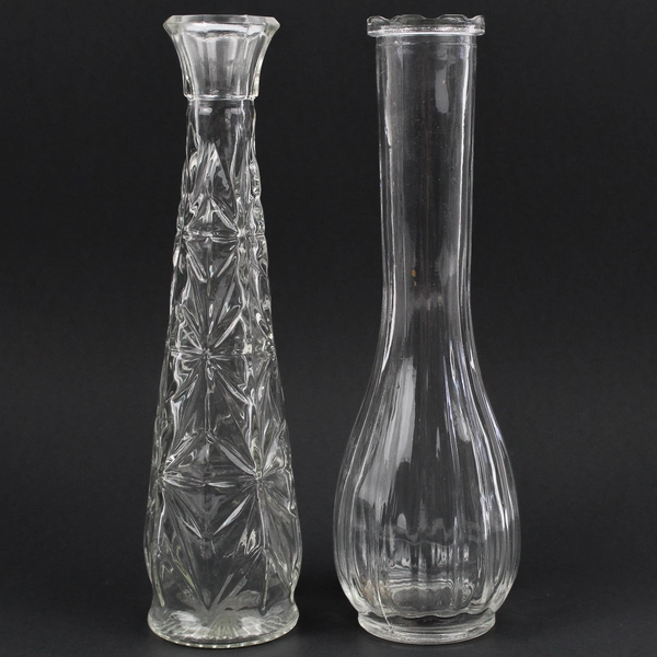 Lot Of 4 Assorted Unbranded Clear Glass Vases Bud Vase 9" Tall