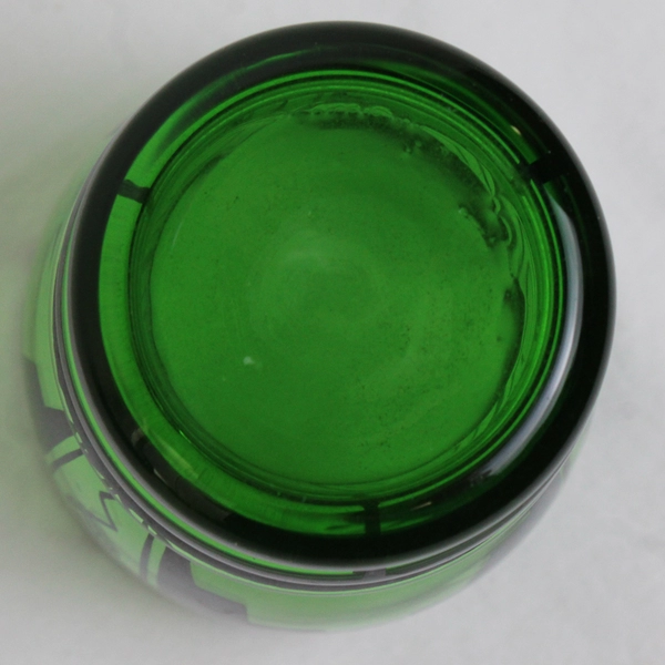Vintage Green Glass Tumbler With Silver Tone Overlay