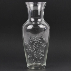 9" Floral Etched Clear Glass Vase Home Décor