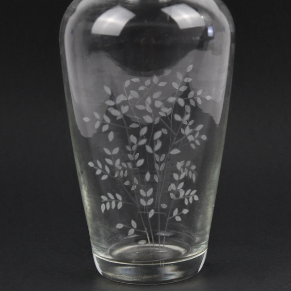9" Floral Etched Clear Glass Vase Home Décor