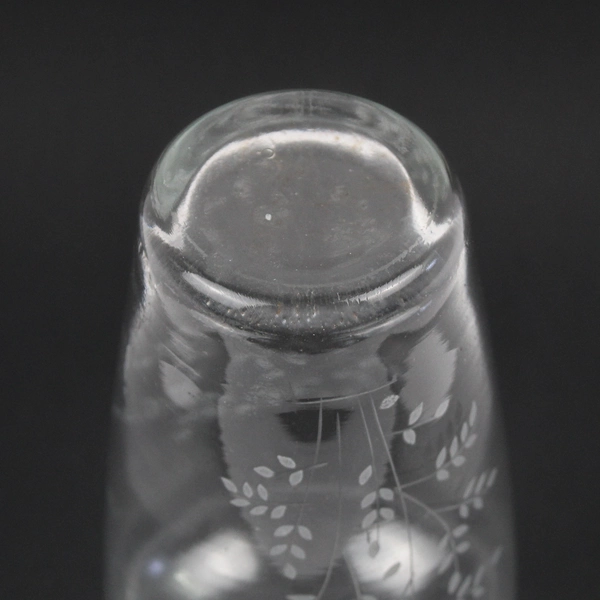 9" Floral Etched Clear Glass Vase Home Décor