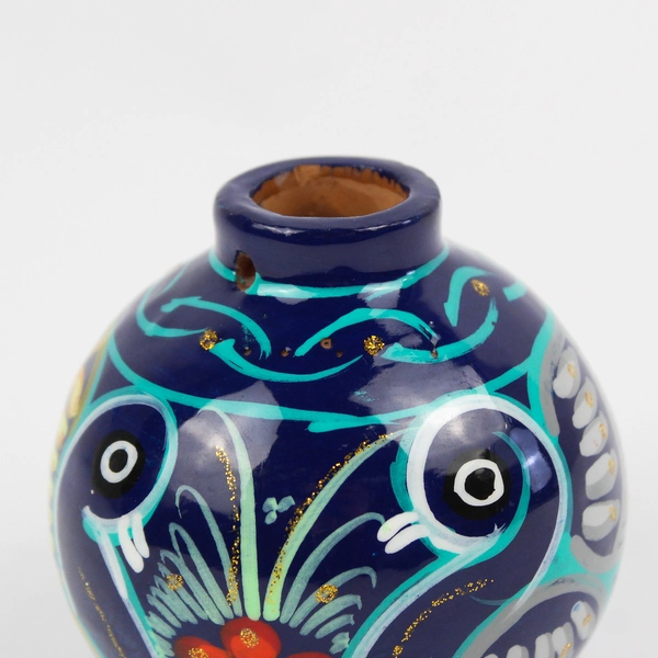 Hand Painted 3.25" Tall Mexican Folk Art Style Pottery Vase