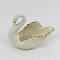 Lenox USA Porcelain Small Swan Trinket Dish with 24K Gold Trim