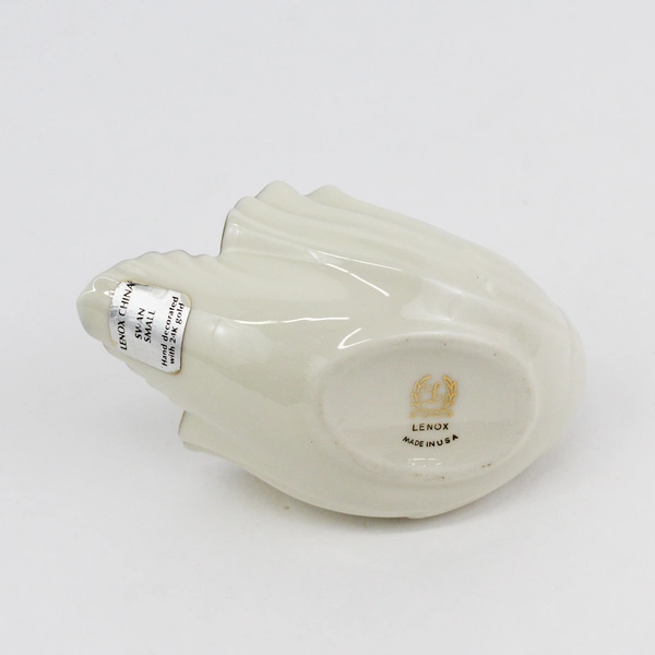 Lenox USA Porcelain Small Swan Trinket Dish with 24K Gold Trim