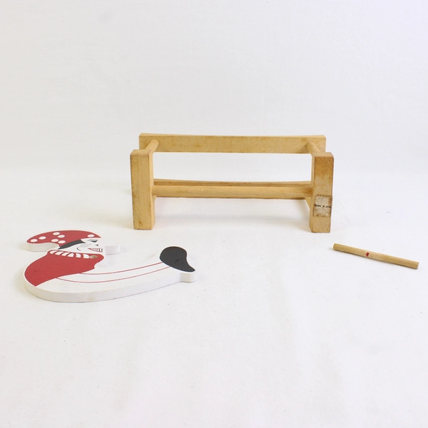 Vintage 1950's Wooden Acrobat Clown Tumbler Toy on Parallel Bars in Original Box