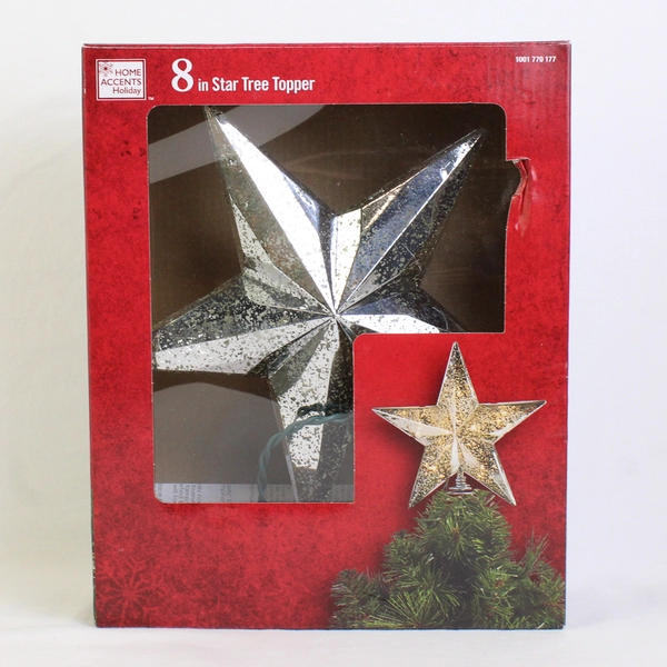 Home Accents Holiday Christmas Silver Tree Topper Star 8in