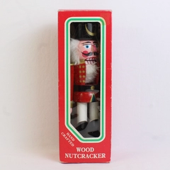 1990's Unbranded Hand Crafted Wood Nutcracker with Original Box