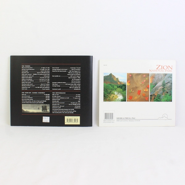 Lot of 2 Zion National Park Visual Picture Book and History of Zion Tunnel Books