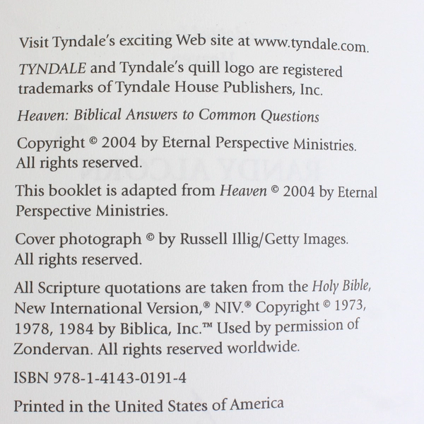 Heaven Biblical Answers to Common Questions by Randy Alcorn 2004 PB Booklet
