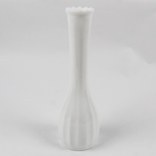 Lot Of 3 Unbranded Assorted Milk White Glass Bud Vases About 9" Tall Each