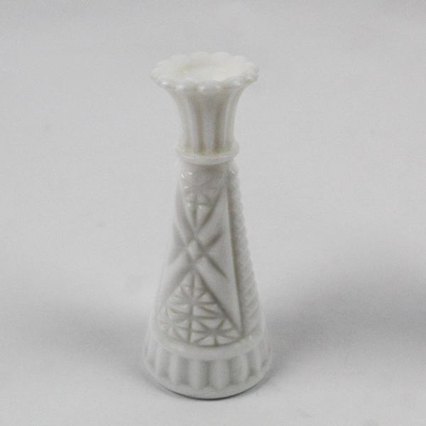 Lot Of 2 Matching Unbranded Milk White Glass Bud Vases (9.25" & 6" Tall)