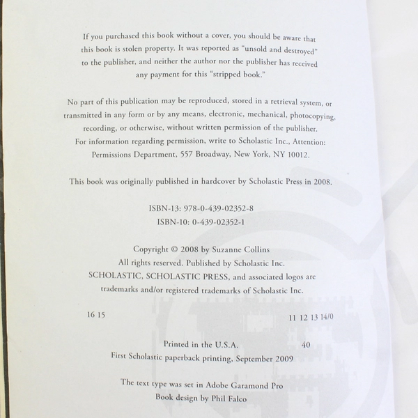 The Hunger Games by Suzanne Collins 2009 Paperback Book 1 in Hunger Games Series