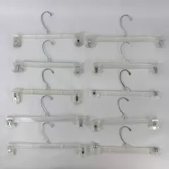 Lot of 10 Retail Pants Hangers Clips Standard Adult Size Clear Plastic Metal 