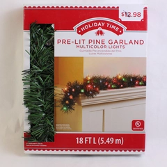 Walmart Holiday Time Pre-Lit Pine Garland Multicolor Lights 18 Ft 2020
