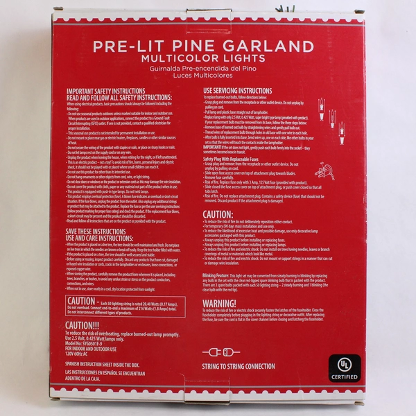 Walmart Holiday Time Pre-Lit Pine Garland Multicolor Lights 18 Ft 2020