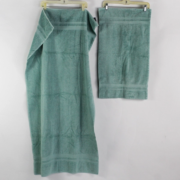 Lot Of 2 Ralph Lauren Solid Blue Bath & Hand Towels 100% Egyptian Cotton