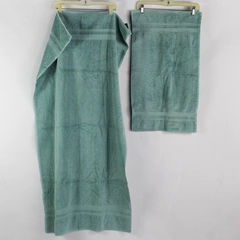 Lot Of 2 Ralph Lauren Solid Blue Bath & Hand Towels 100% Egyptian Cotton