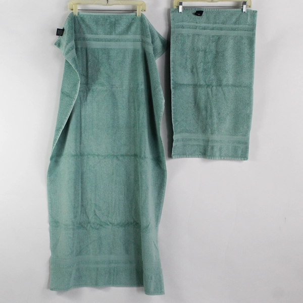 Lot Of 2 Ralph Lauren Solid Blue Bath & Hand Towels 100% Egyptian Cotton