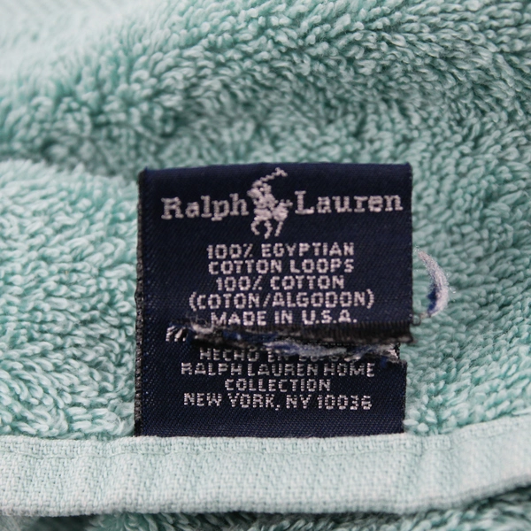 Lot Of 2 Ralph Lauren Solid Blue Bath & Hand Towels 100% Egyptian Cotton