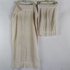 Lot Of 2 JC Penney Home Collection Solid Cream Bath & Hand Towels 100% Cotton
