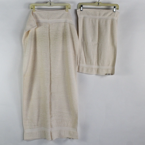 Lot Of 2 JC Penney Home Collection Solid Cream Bath & Hand Towels 100% Cotton