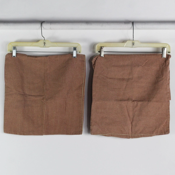 Lot Of 2 Unbranded Red/Brown Striped Square Pillow Shams 16" x 15"