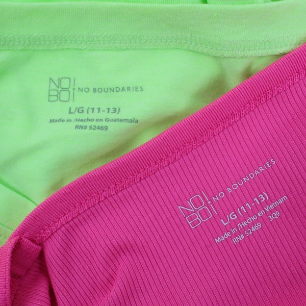 Lot of 2 No Boundaries Junior's L (11-13) Neon Shirt and Tank Top