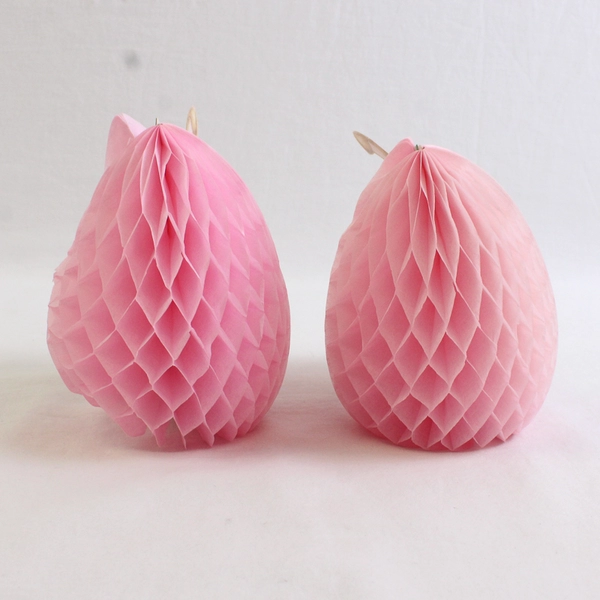 Set of 2 VTG 1984 American Greetings Easter Bunny Honeycomb Decorations 4"