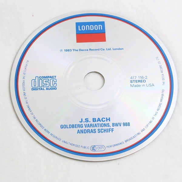 Bach Goldberg Variations BWV 988 CD Andras Schiff 417-116-2 London 1983