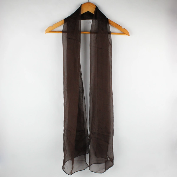 Unbranded 100% Silk Brown Sheer 16" x 72" Oblong Scarf