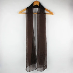 Unbranded 100% Silk Brown Sheer 16" x 72" Oblong Scarf