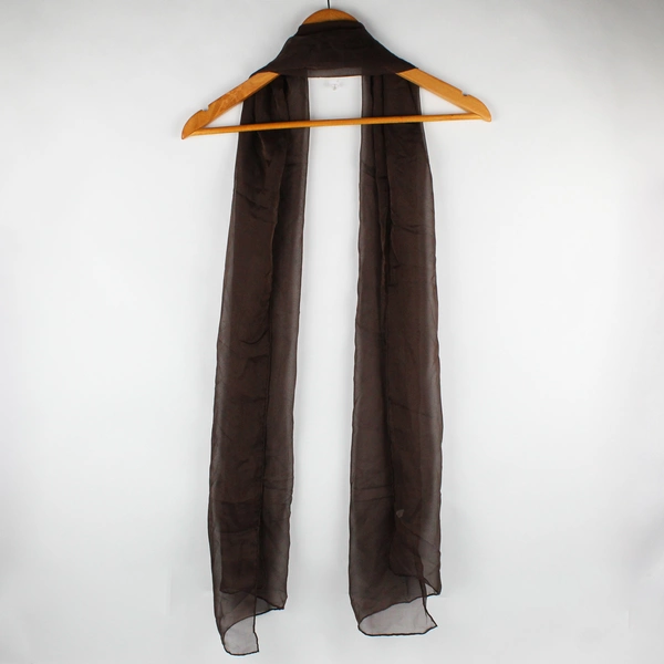 Unbranded 100% Silk Brown Sheer 16" x 72" Oblong Scarf