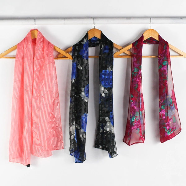 Lot of 3 Sheer Rectangle Scarves Unbranded Flowy Lightweight Fashion