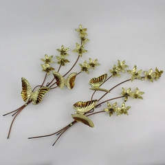 2  Piece Home Interiors MCM Style Brass Copper Flower Butterfly Wall Decor