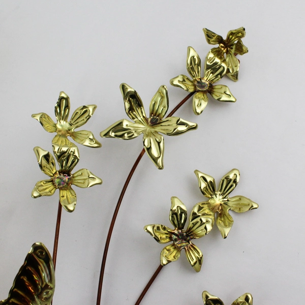 2  Piece Home Interiors MCM Style Brass Copper Flower Butterfly Wall Decor