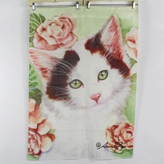 Ann Fox Garden Cat Floral Flag Banner 28x40in Cat & Flowers Outdoor Flag