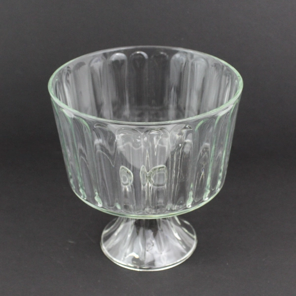VTG Clear Ribbed Glass Pedestal Trifle Bowl 8.25 Inch Diameter