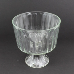 VTG Clear Ribbed Glass Pedestal Trifle Bowl 8.25 Inch Diameter