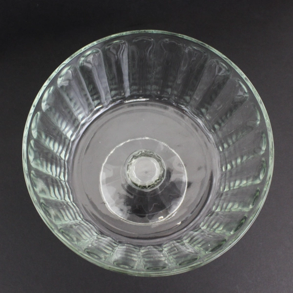 VTG Clear Ribbed Glass Pedestal Trifle Bowl 8.25 Inch Diameter