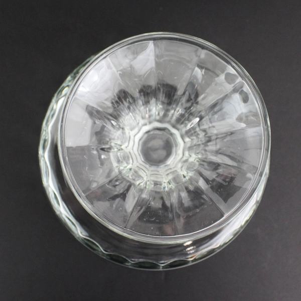 VTG Clear Ribbed Glass Pedestal Trifle Bowl 8.25 Inch Diameter