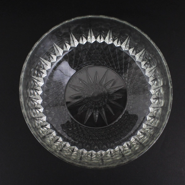 Arcoroc France Diamond And Starburst Clear Glass Salad Bowl 9 Inch
