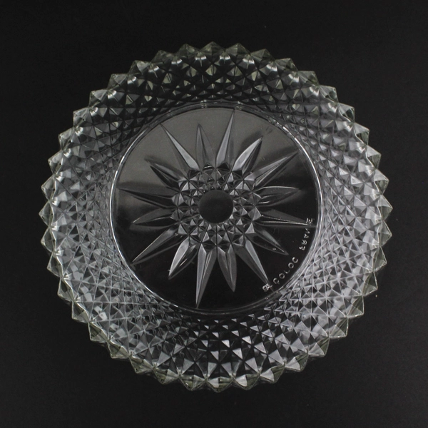 Arcoroc France Diamond And Starburst Clear Glass Salad Bowl 9 Inch