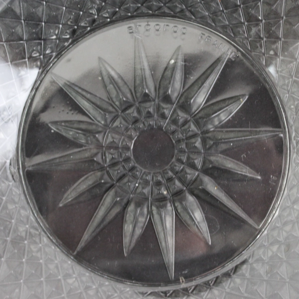 Arcoroc France Diamond And Starburst Clear Glass Salad Bowl 9 Inch