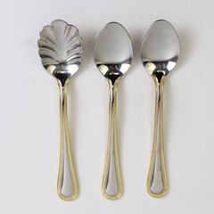 3 Wallace Silver Regal Pearl Gold Accent Front/Back 2 Teaspoons 1 Sugar Spoon