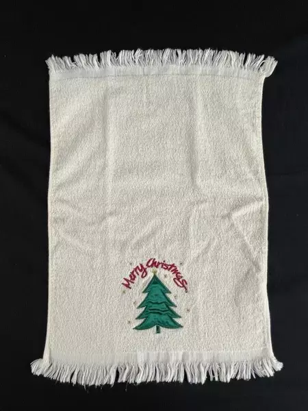 Lot of 2 Vintage Cecil Saydah Christmas Towels Embroidered Decor