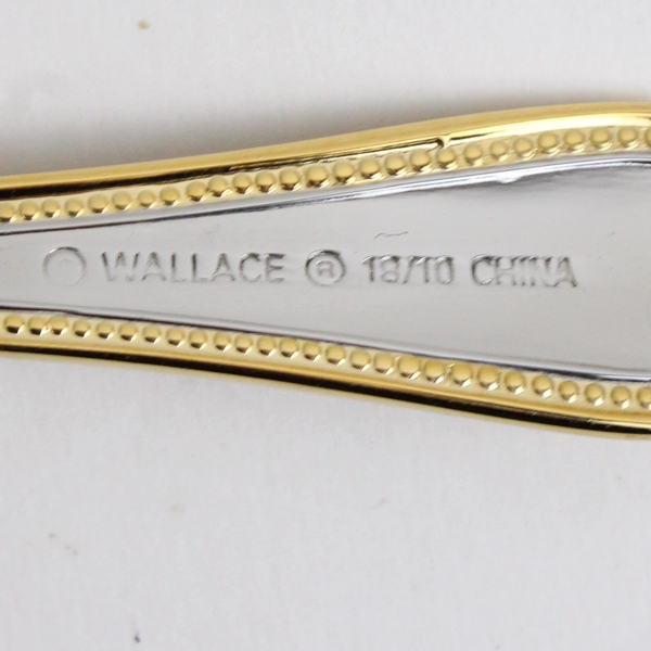 3 Wallace Silver Regal Pearl Gold Accent Front/Back 2 Teaspoons 1 Sugar Spoon